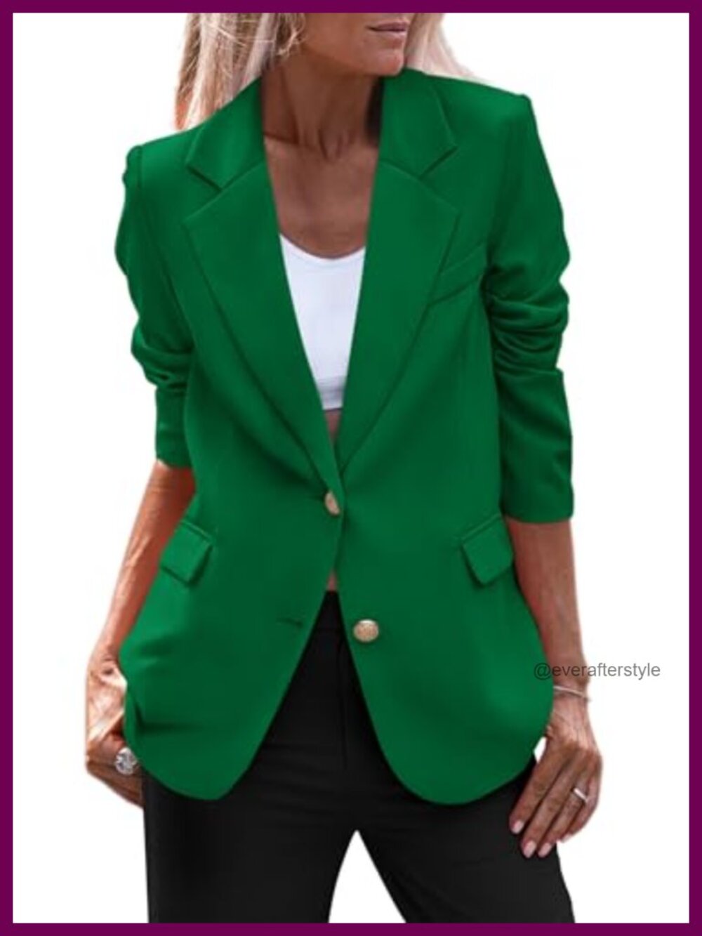 Women's Notch Lapel Button Front Blazer Notch Collar Long Sleeve Work Jacket